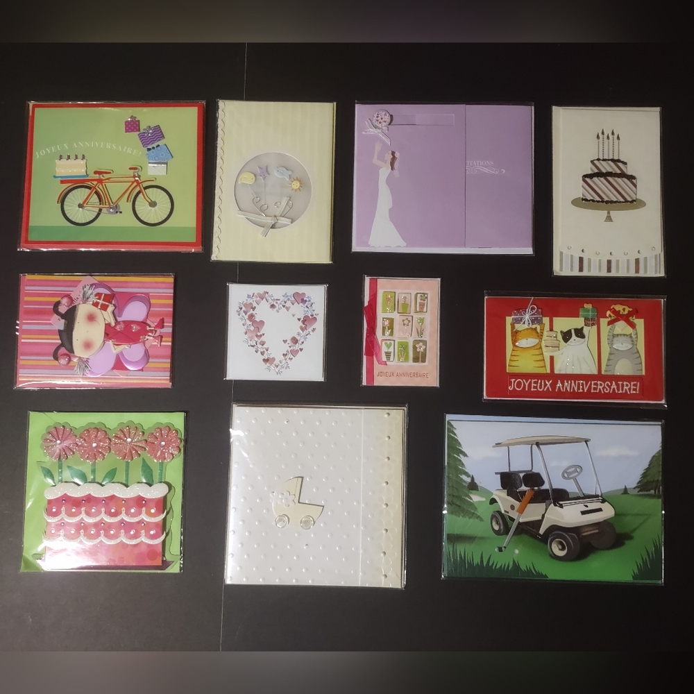 New Assorted Hand Made Greeting Cards Set Paper Magic Group Lot Of 11